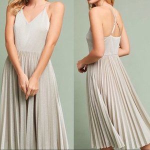 Anthro Elevenses Lunar Silver Glitter Dress